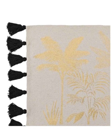 Tapis rectangle à pompons or 60x90cm