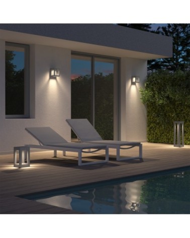 Balise de jardin LED en ciment gris 70cm