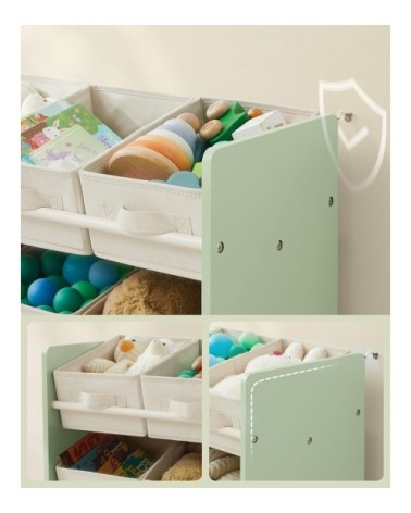 Étagère à jouets pour enfants 9 boîtes de rangement vert laurier