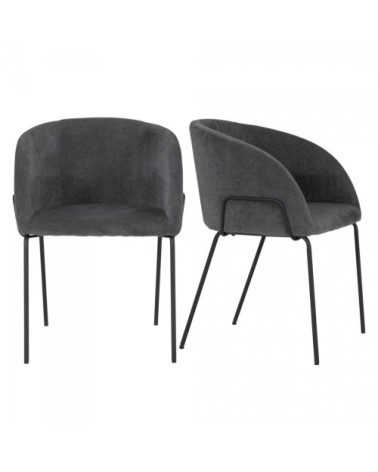 Lot de 2 chaises rembourées avec accoudoirs gris