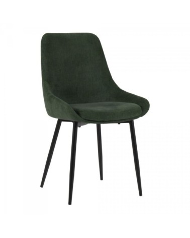 Lot de 2 chaises design velours côtelé vert foncé