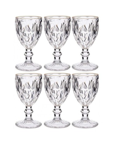 Verres à eau en verre bordure dorée 25,4cl - Lot de 6