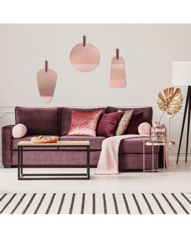 Miroir cuivre rose avec anse trapèze