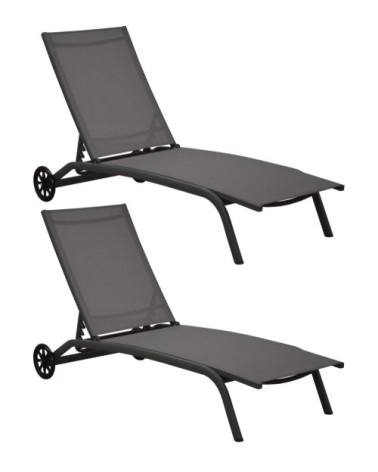 Bains de soleil en aluminium gris Celio (Lot de 2)