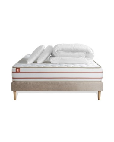 Pack matelas sommier kit 140x190 oreiller couette