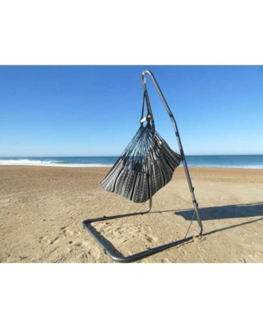 Hamac chaise xl en coton noir et support en métal