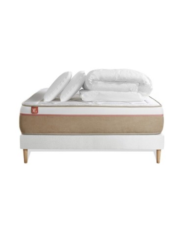 Pack matelas sommier kit 140x190 oreiller couette