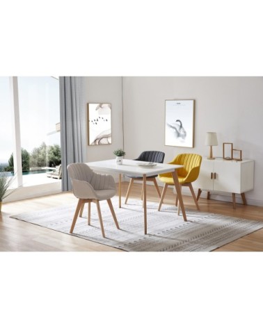 Chaises scandinave tissu lin pied hêtre (x2)