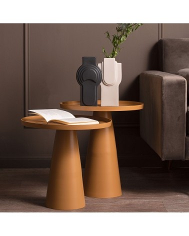 Table d'appoint en aluminium D40x43cm jaune moutarde