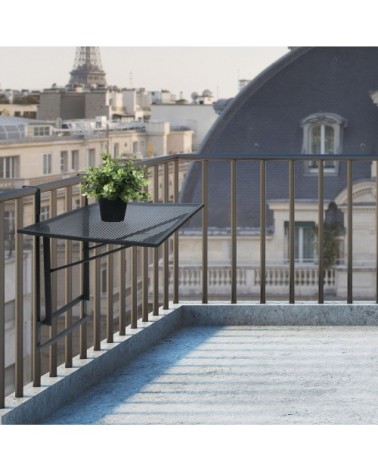 Table de balcon pliable en métal noir