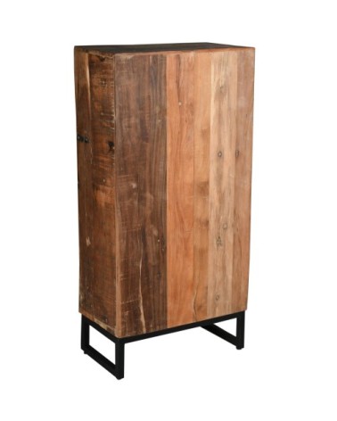 Commode haute en bois recyclé et métal