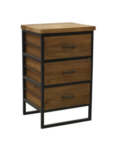 Commode en bois recyclé et métal loft 3 tiroirs