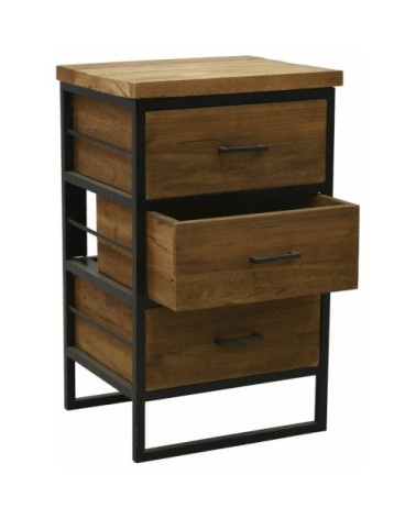 Commode en bois recyclé et métal loft 3 tiroirs