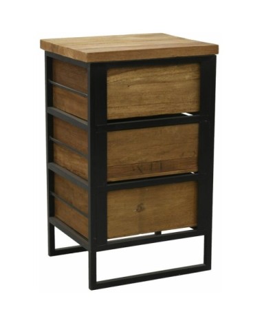 Commode en bois recyclé et métal loft 3 tiroirs