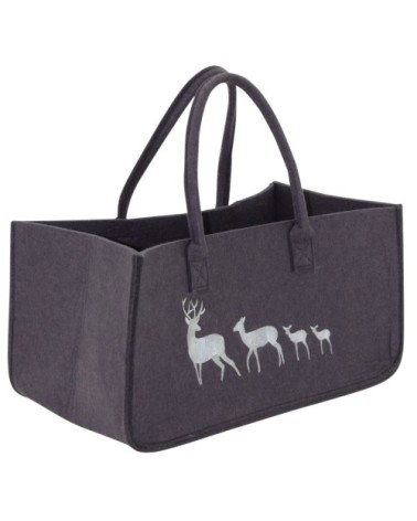 Sac à bûches en feutrine 50 x 25 cm gris foncé