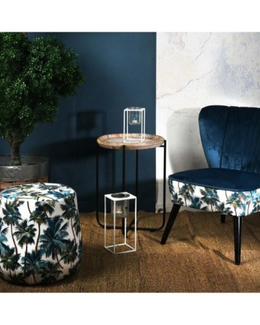 Table d'appoint en métal bois et rotin origine