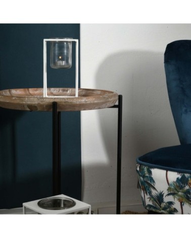 Table d'appoint en métal bois et rotin origine