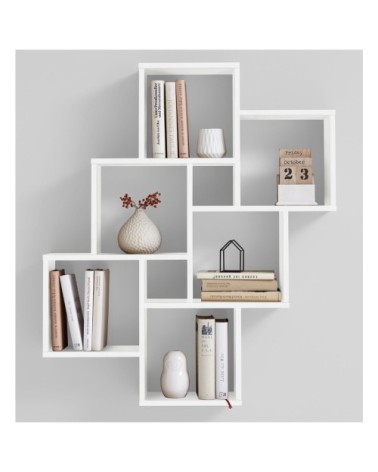 Étagère Murale Flottante 8 Compartiments - Blanc
