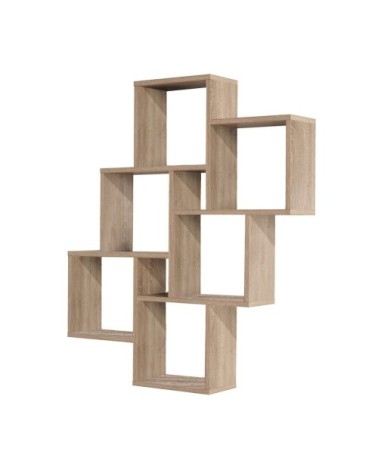 Étagère Murale Flottante 8 Compartiments - Marron
