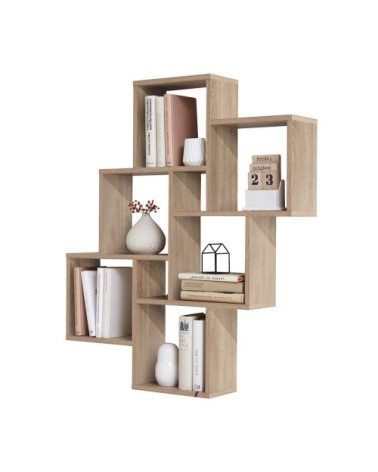 Étagère Murale Flottante 8 Compartiments - Marron