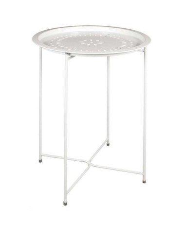 Table d'appoint en métal intérieur extérieur blanc