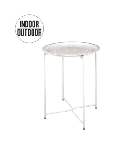 Table d'appoint en métal intérieur extérieur blanc