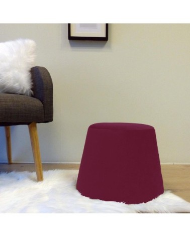 Pouf en velours dome bordeaux