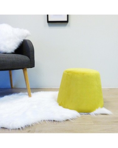 Pouf en velours dome jaune