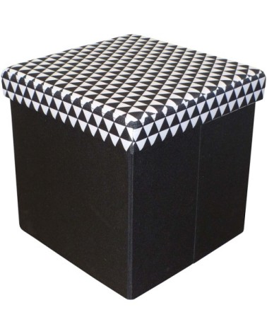 Pouf coffre carré pliable scandinave noir