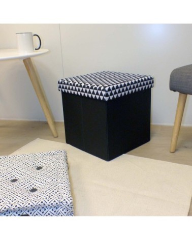 Pouf coffre carré pliable scandinave noir