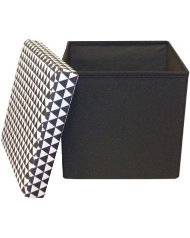 Pouf coffre carré pliable scandinave noir