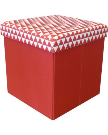 Pouf coffre carré pliable scandinave rouge