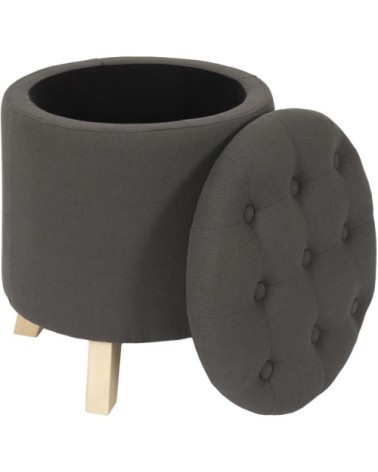 Pouf coffre rond pieds en bois eleonor gris