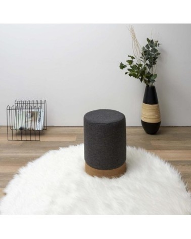 Pouf rond en tissu alban gris