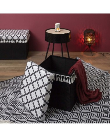 Pouf coffre pliable avec pampille mirage