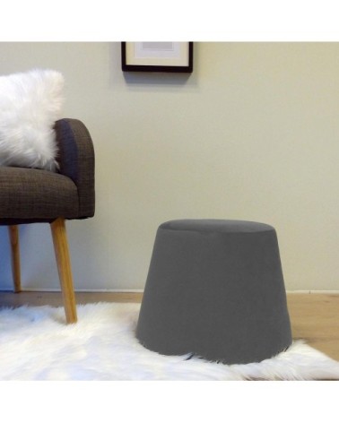 Pouf en velours dome gris