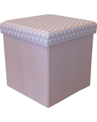 Pouf coffre carré pliable scandinave rose