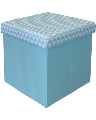 Pouf coffre carré pliable scandinave bleu