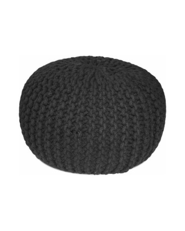 Pouf rond en laine tricot noir