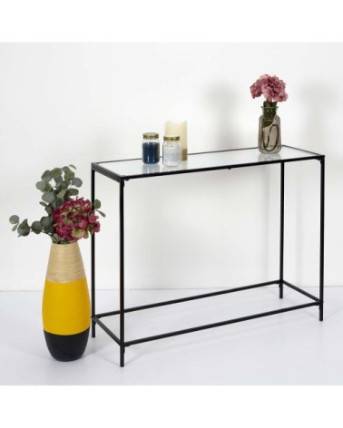 Console plateau en verre texturé
