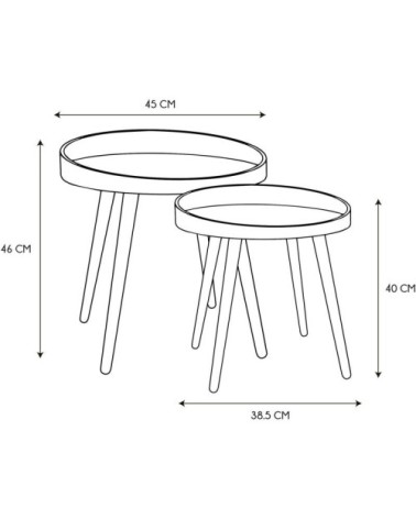 Tables gigognes plateau en rotin noir - Lot de 2