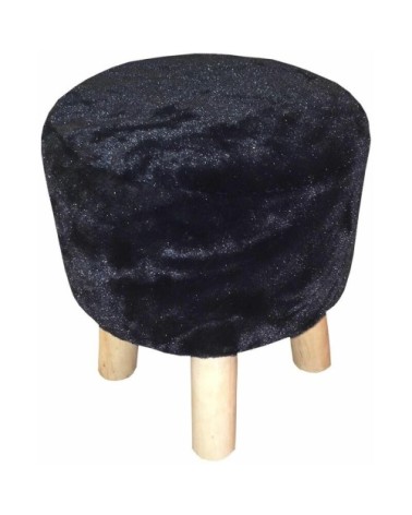 Pouf trépied fausse fourrure noire