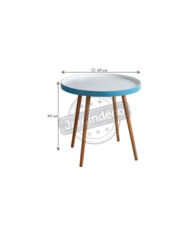 Table d'appoint en bois et mdf laqué bleu