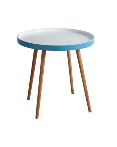 Table d'appoint en bois et mdf laqué bleu