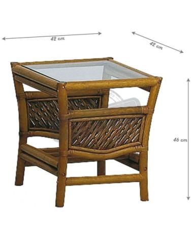 Table d'appoint en rotin et verre