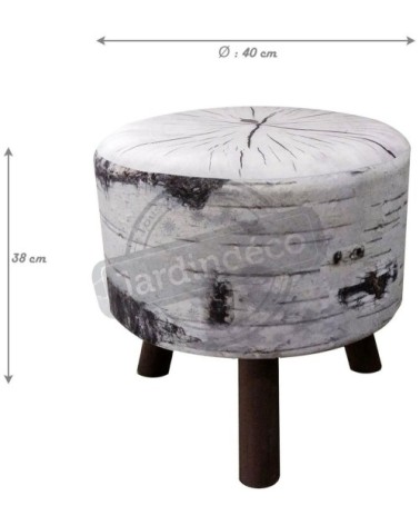 Pouf imitation rondin de bouleau