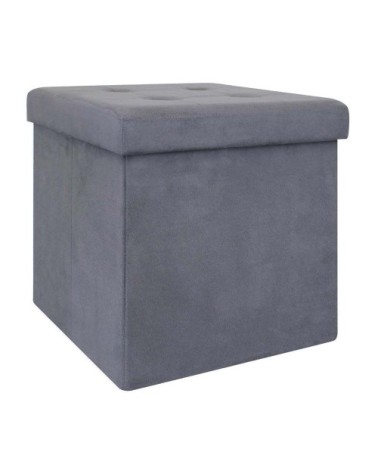 Pouf coffre de rangement capitonné gris