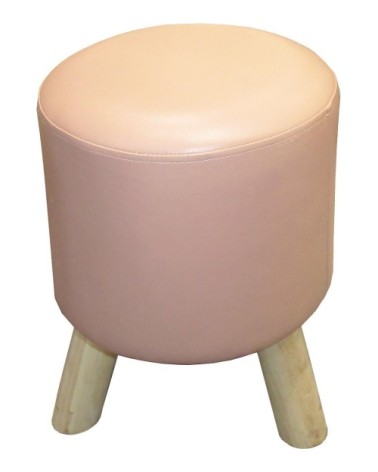 Pouf en polyéréthane piètement bois nude