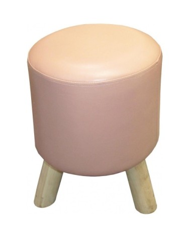 Pouf en polyéréthane piètement bois nude