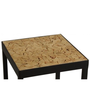 Table carrée en métal plateau mosaïque" en sapin"